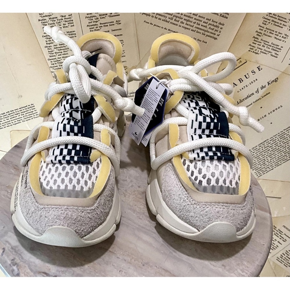 Free People Lacoste L003 Active Runway Sneaker Mixed Material Off White - Picture 6 of 9